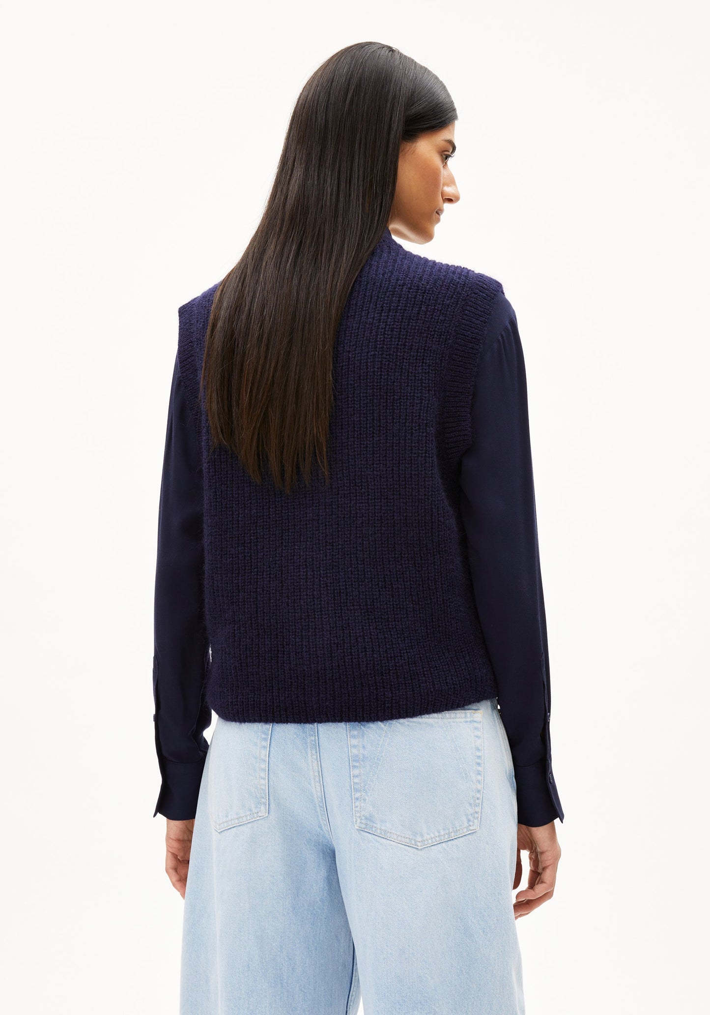Helgea Premium Mohair Knit Top - Tinted Navy