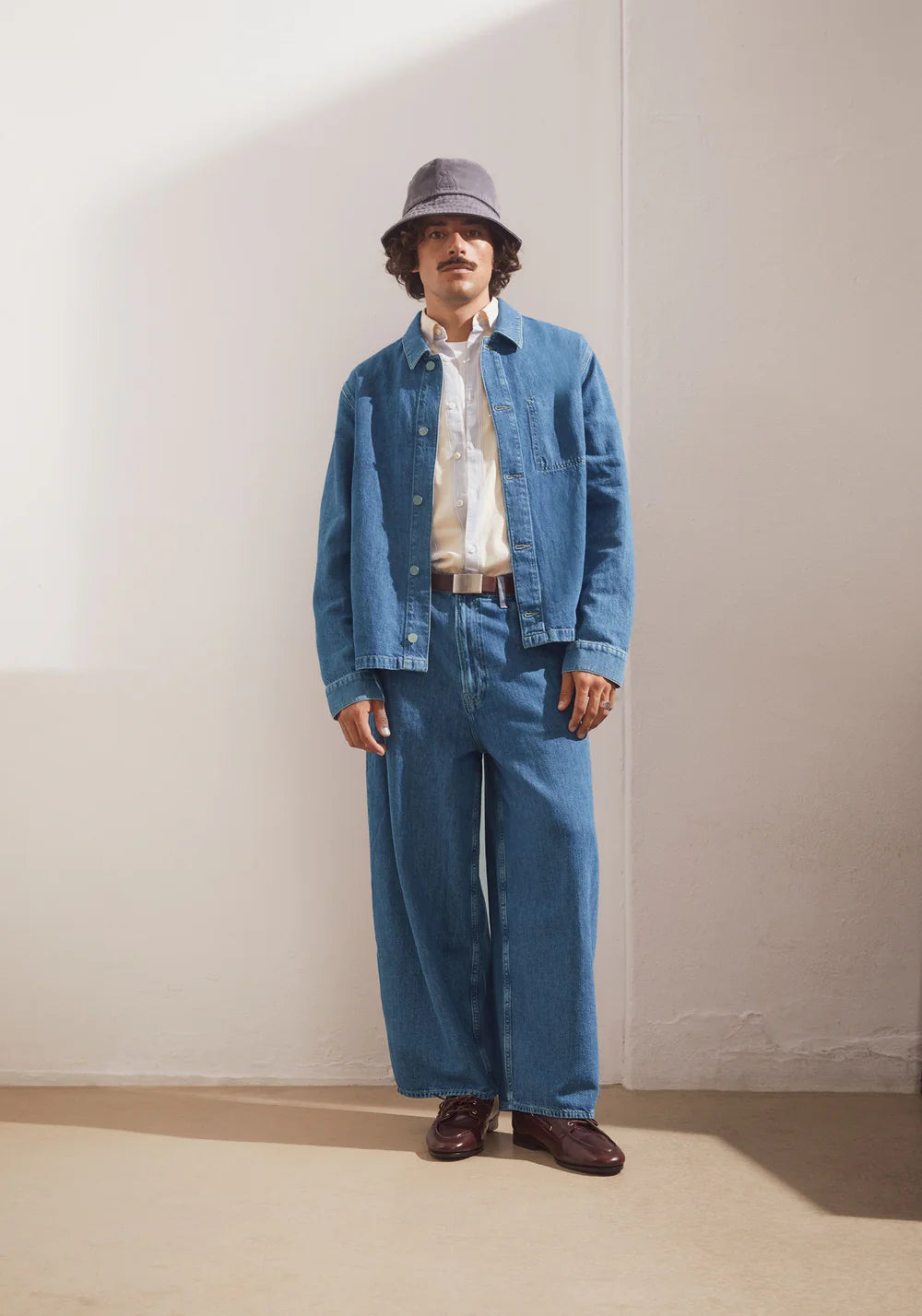 Linen Blend Denim Shirt / Jacket - Sea Salt