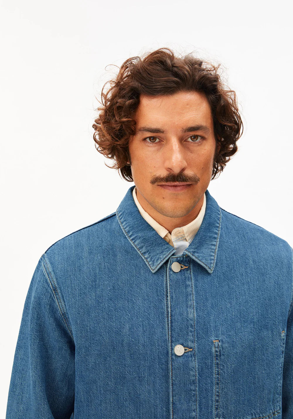 Linen Blend Denim Shirt / Jacket - Sea Salt
