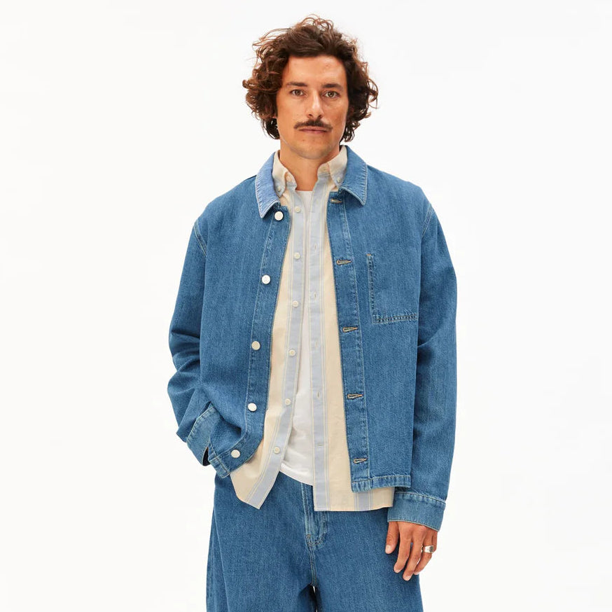 Linen Blend Denim Shirt / Jacket - Sea Salt