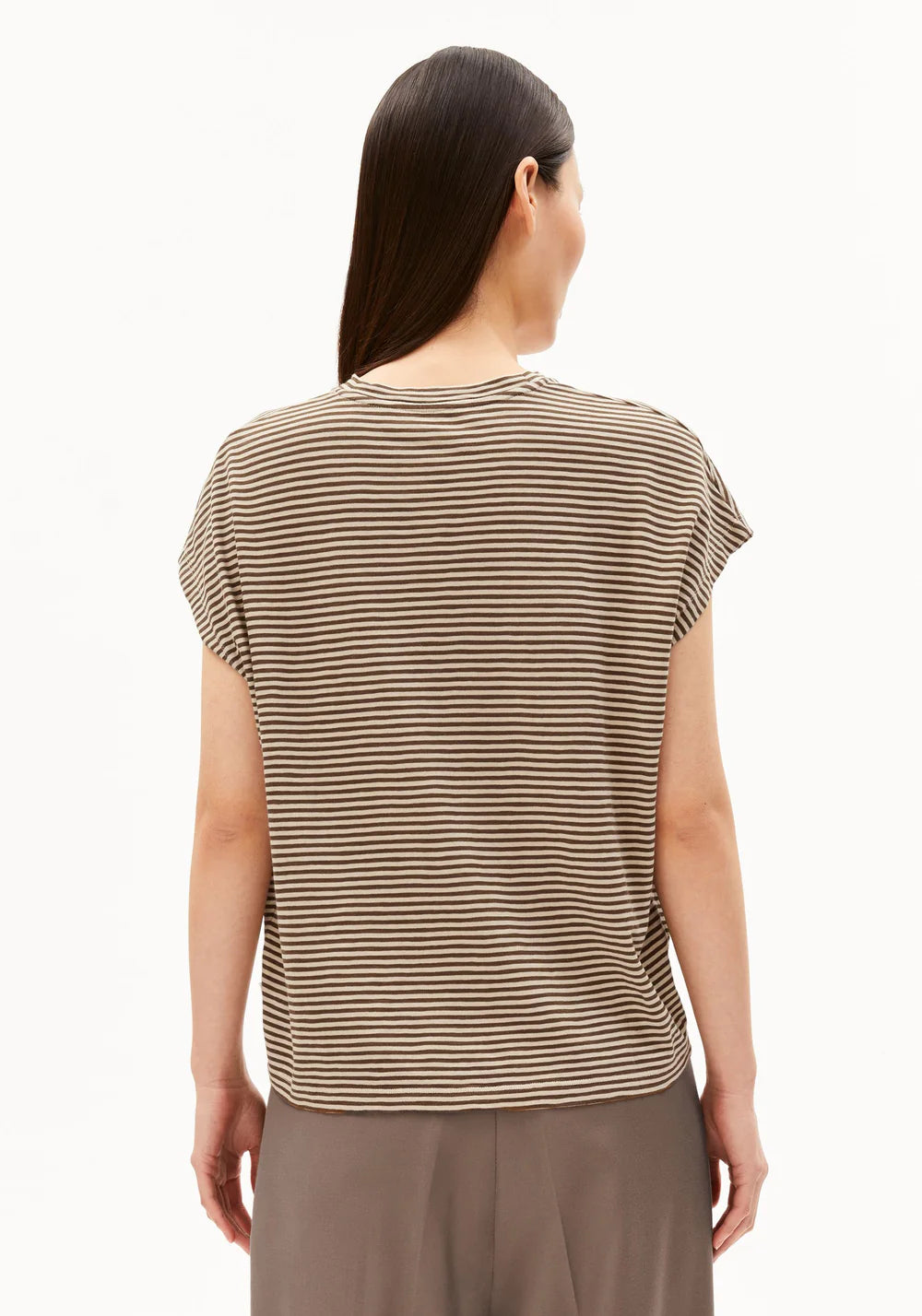 Slub Jersey Stripe T-Shirt - Sand Stone/Dried Palm