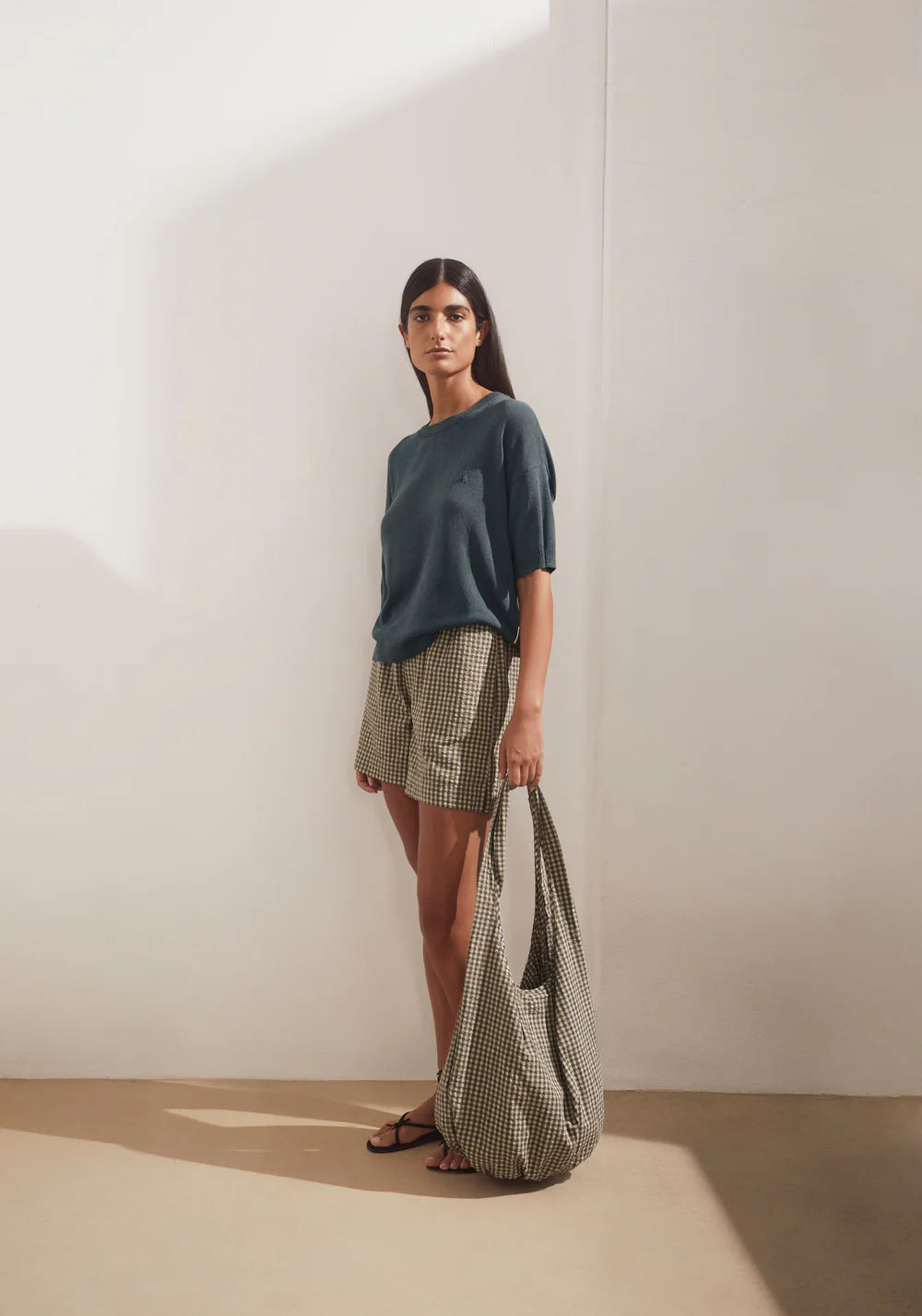 Linen Blend Knit Sweater - Space Steel