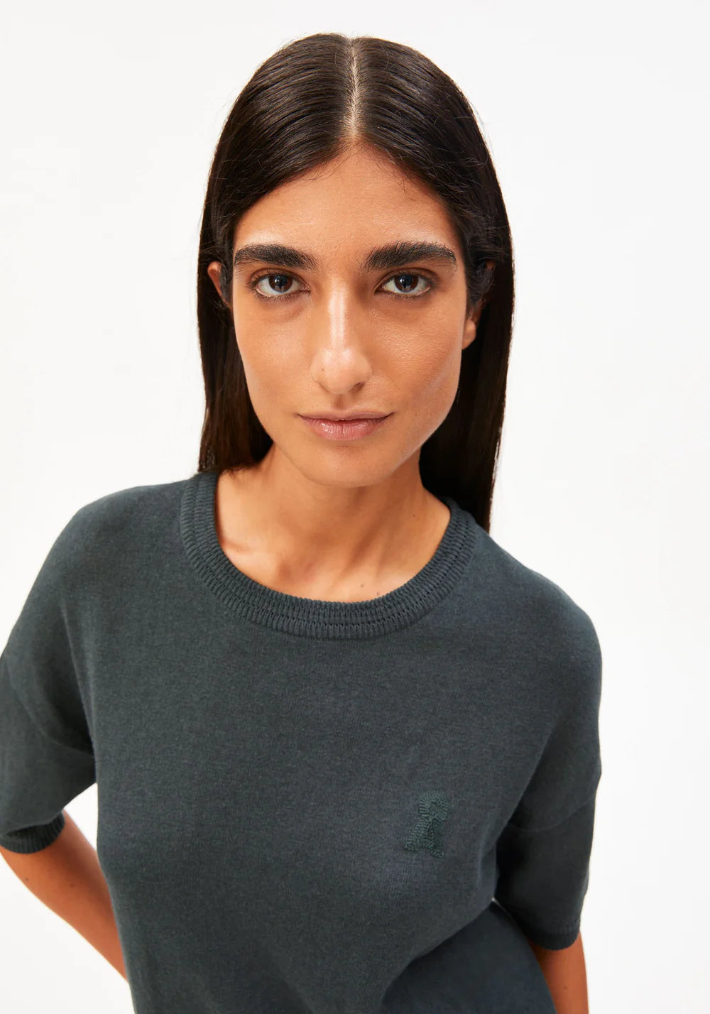 Linen Blend Knit Sweater - Space Steel