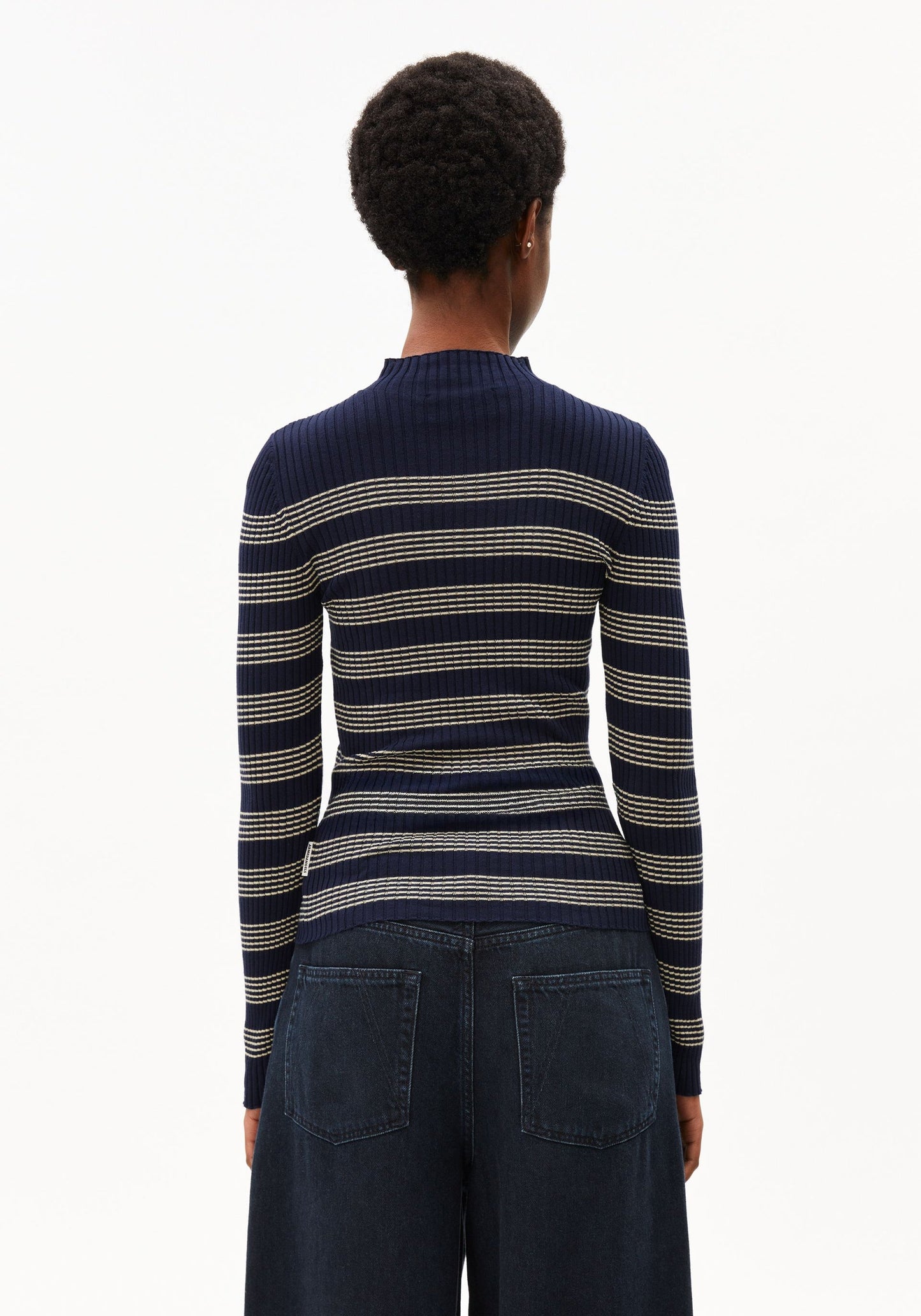 Alaania Striped Knitted Longsleeve - Tinted Navy/Golden Hay