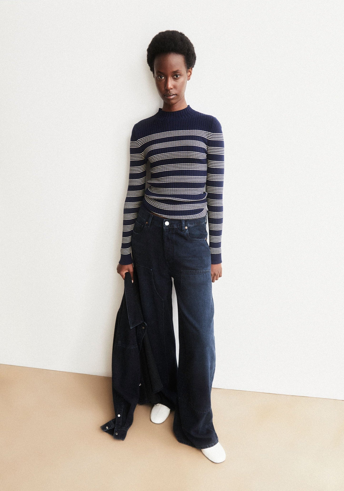 Alaania Striped Knitted Longsleeve - Tinted Navy/Golden Hay