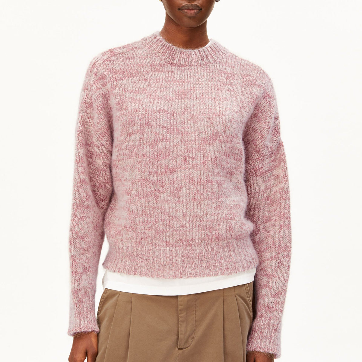 Mouliné Brushed Knit Sweater - Velvet Ember/Oatmilk