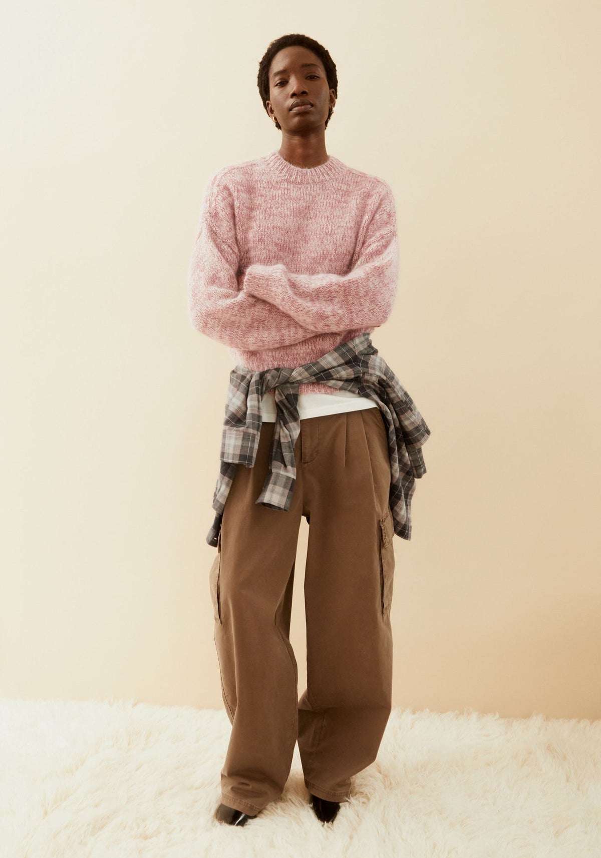Mouliné Brushed Knit Sweater - Velvet Ember/Oatmilk