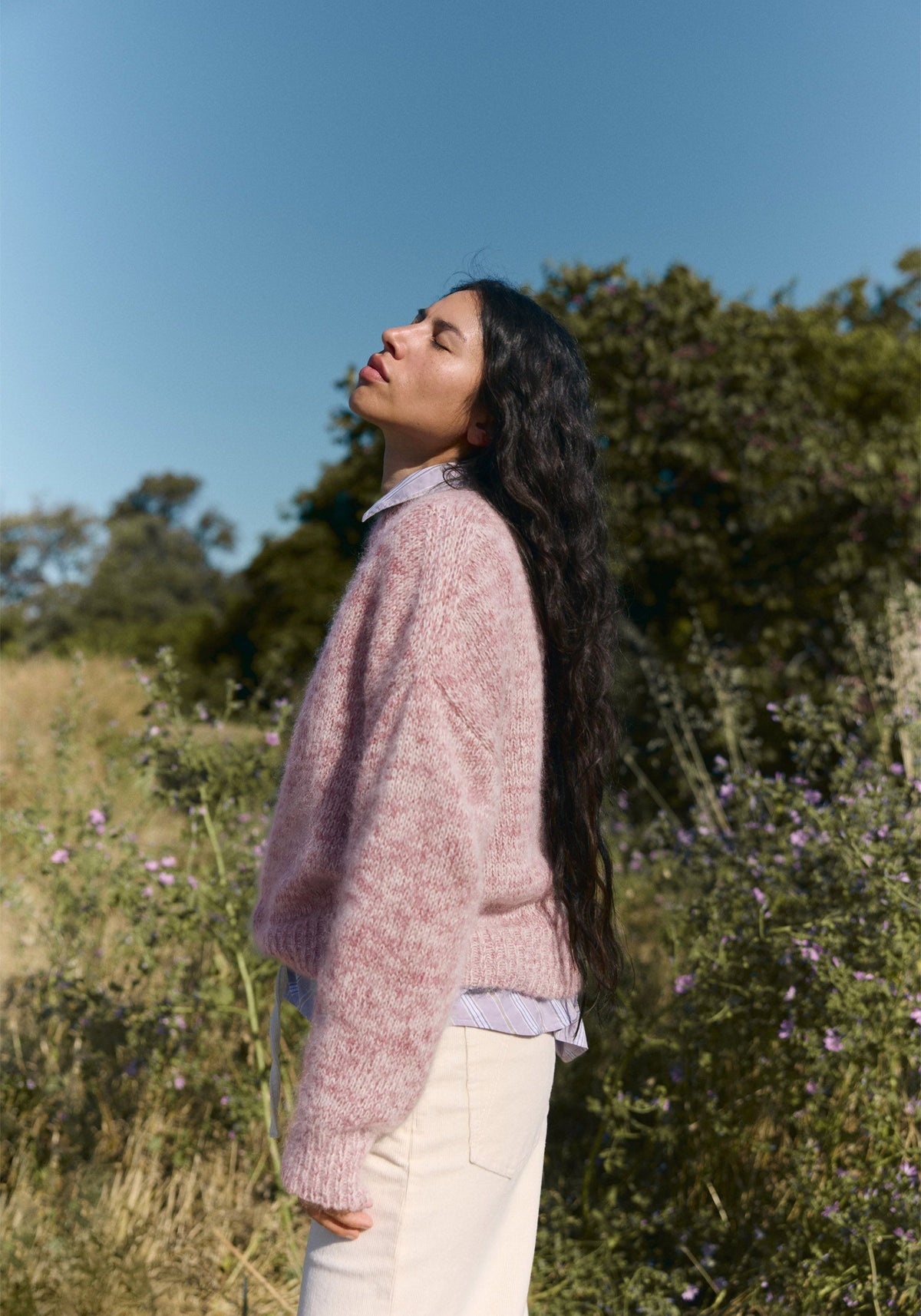 Mouliné Brushed Knit Sweater - Velvet Ember/Oatmilk