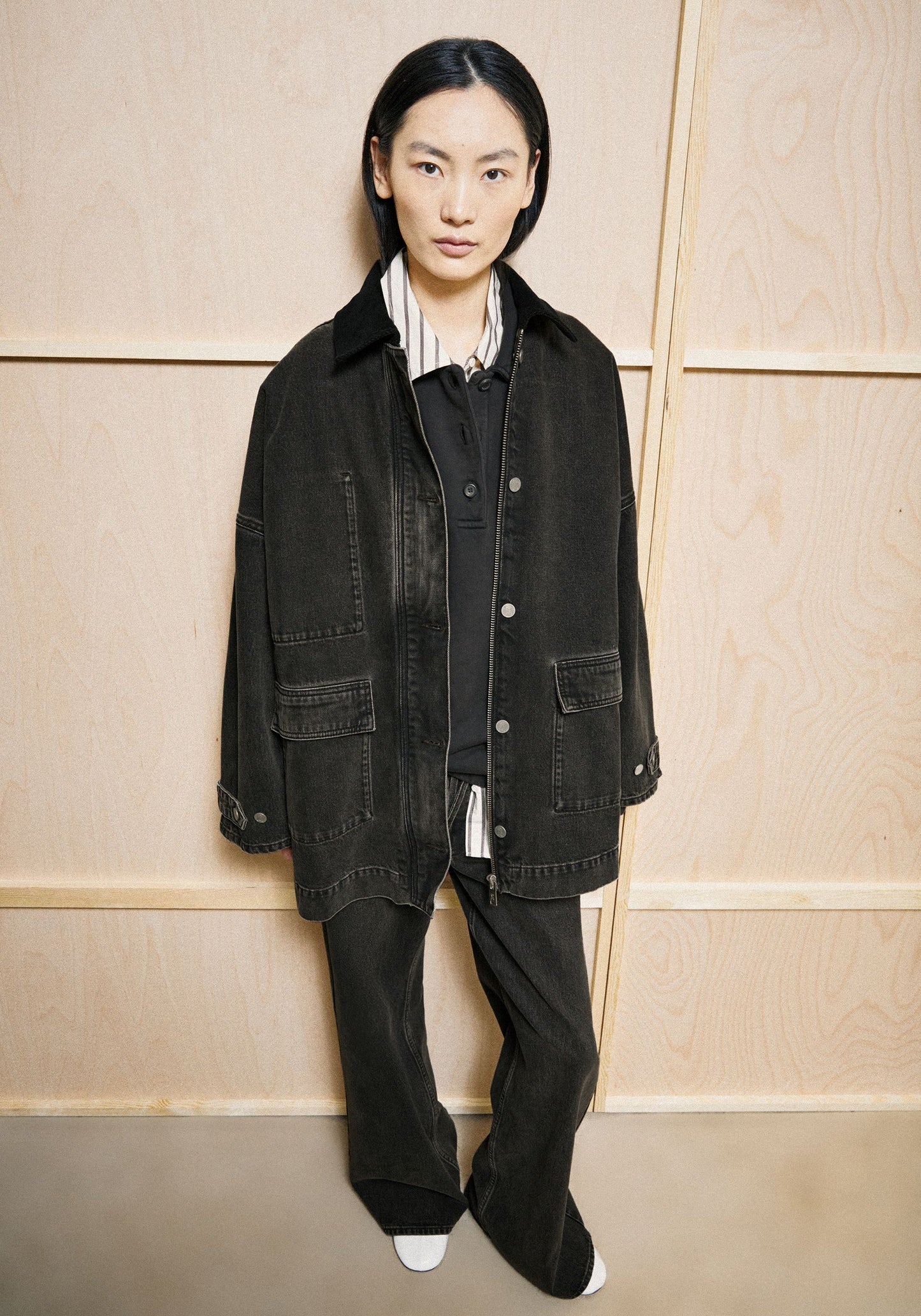 Cord Collar Denim Jacket - Nutmeg
