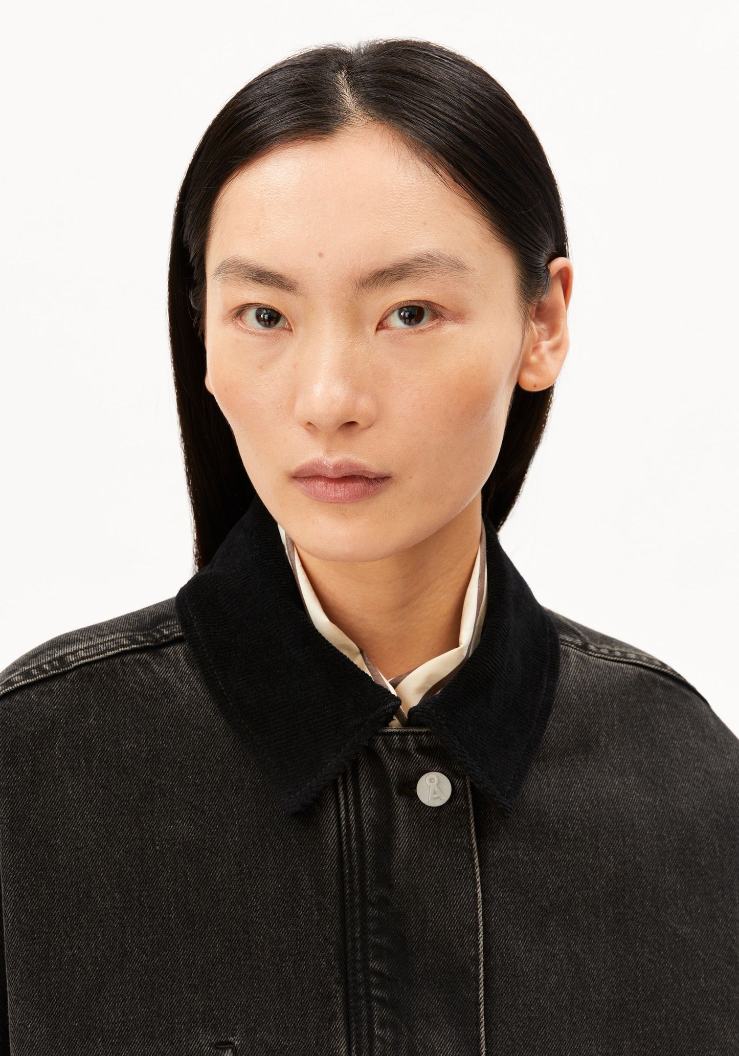 Cord Collar Denim Jacket - Nutmeg