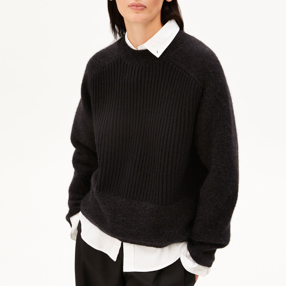 Alpaca Blend Knit Sweater - Black