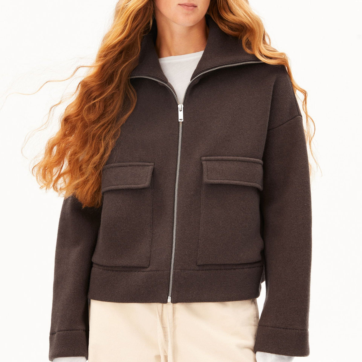 Cotton-Wool Knit Jacket - Claystone