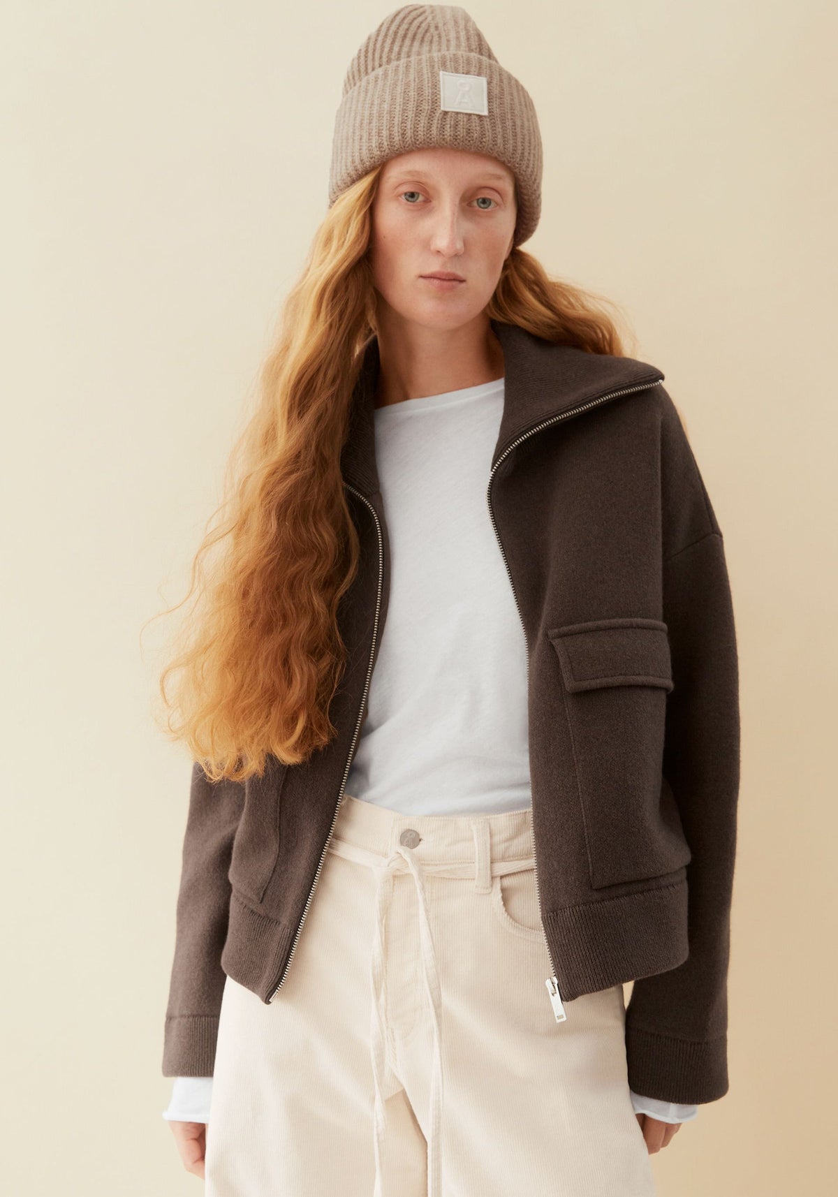 Cotton-Wool Knit Jacket - Claystone