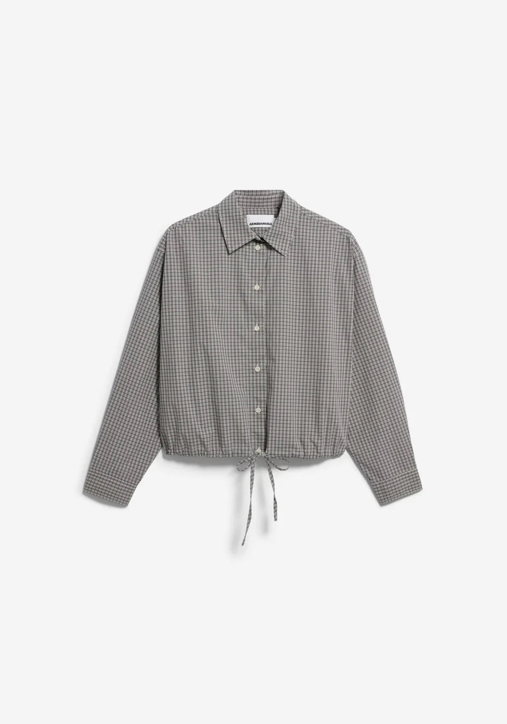 Mini Check Drawstring Blouse - Night Sky / Oatmilk