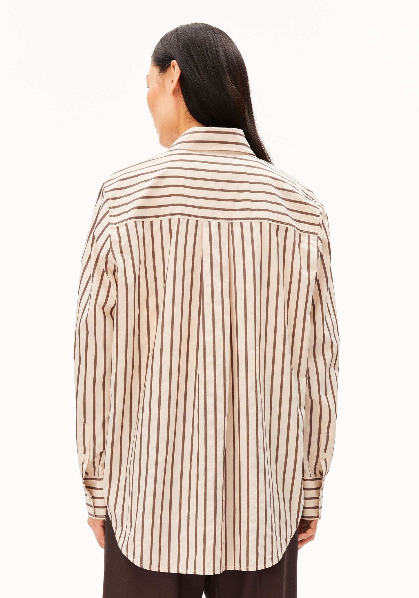 Stripe Loose Shirt Blouse - Oatmilk/Claystone