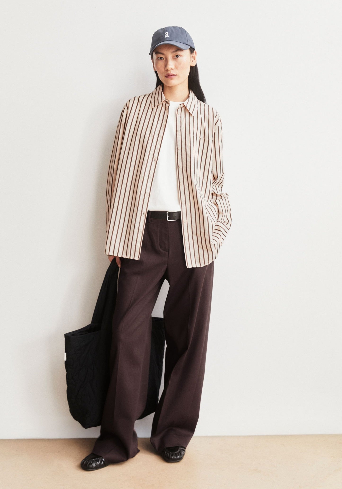 Stripe Loose Shirt Blouse - Oatmilk/Claystone