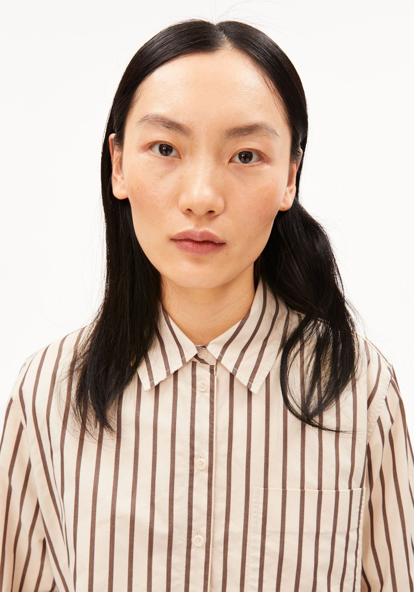 Stripe Loose Shirt Blouse - Oatmilk/Claystone