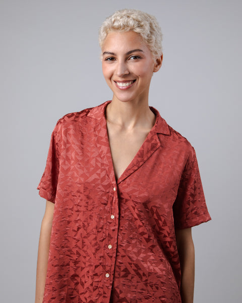 Jacquard Aloha Shirt  - Garnet
