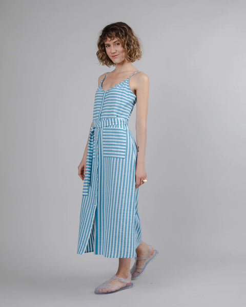 Striped Long Dress Pool - Blue