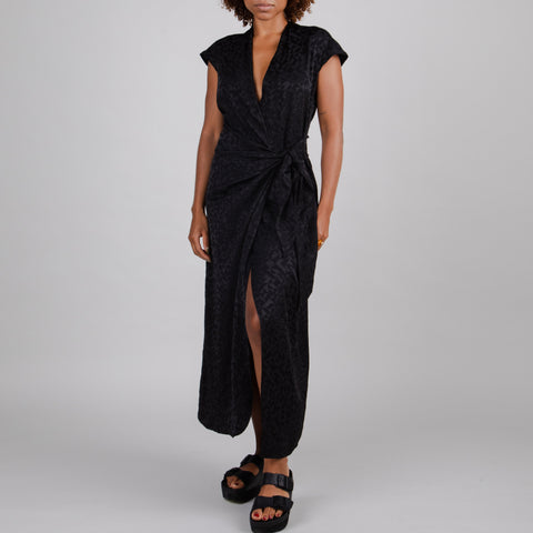 Jacquard Kimono Dress - Black