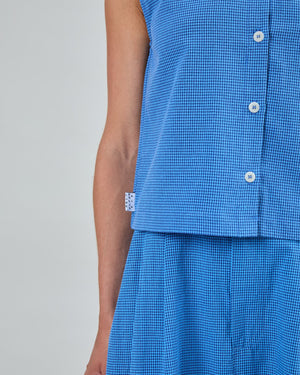 Button Up Blouse - Blue Vichy