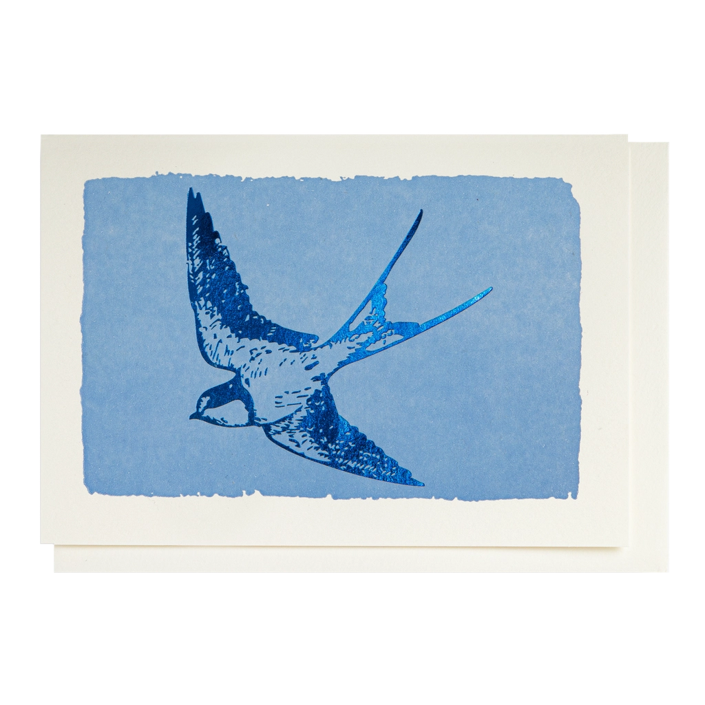 Archivist Gallery Notelet - Blue Foil Swallow