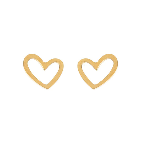 Sarah Heart Outline Stud Earrings - Gold