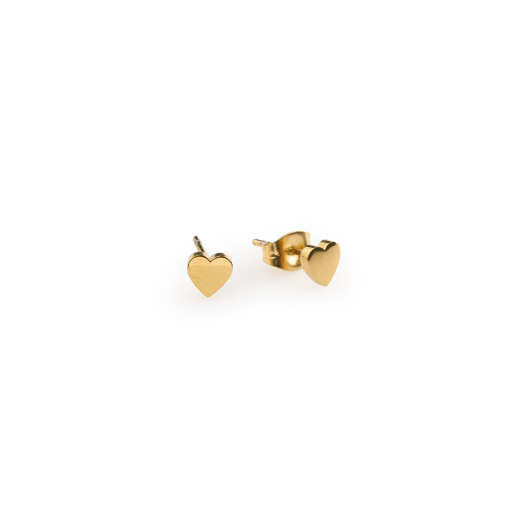 Stina Small Heart Stud Earrings - Gold