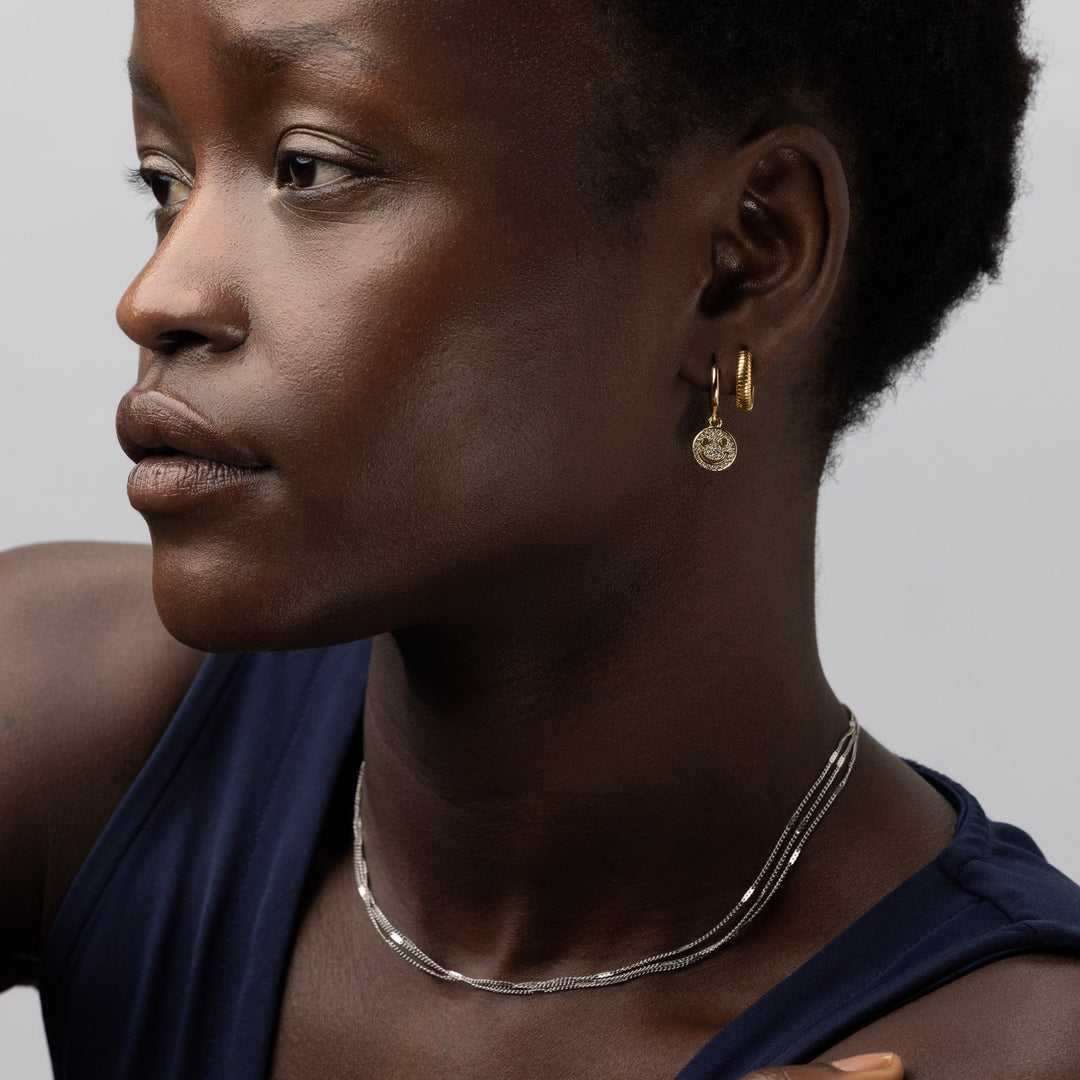 Vivia Ribbed Hoop Earrings - Gold