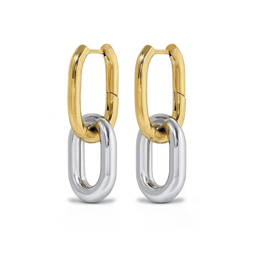 Li Mixed Metal Hoop Earrings - Gold & Silver