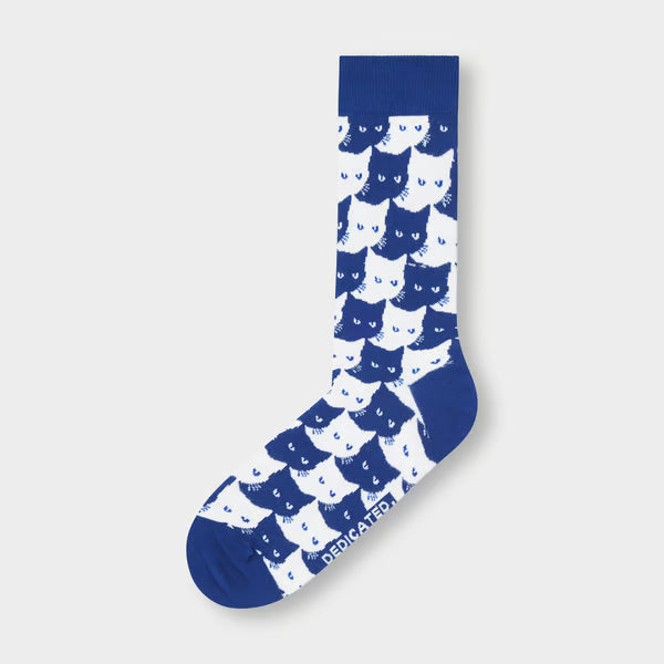 Dedicated Sigtuna Socks Pepita Cats - Sodalite Blue