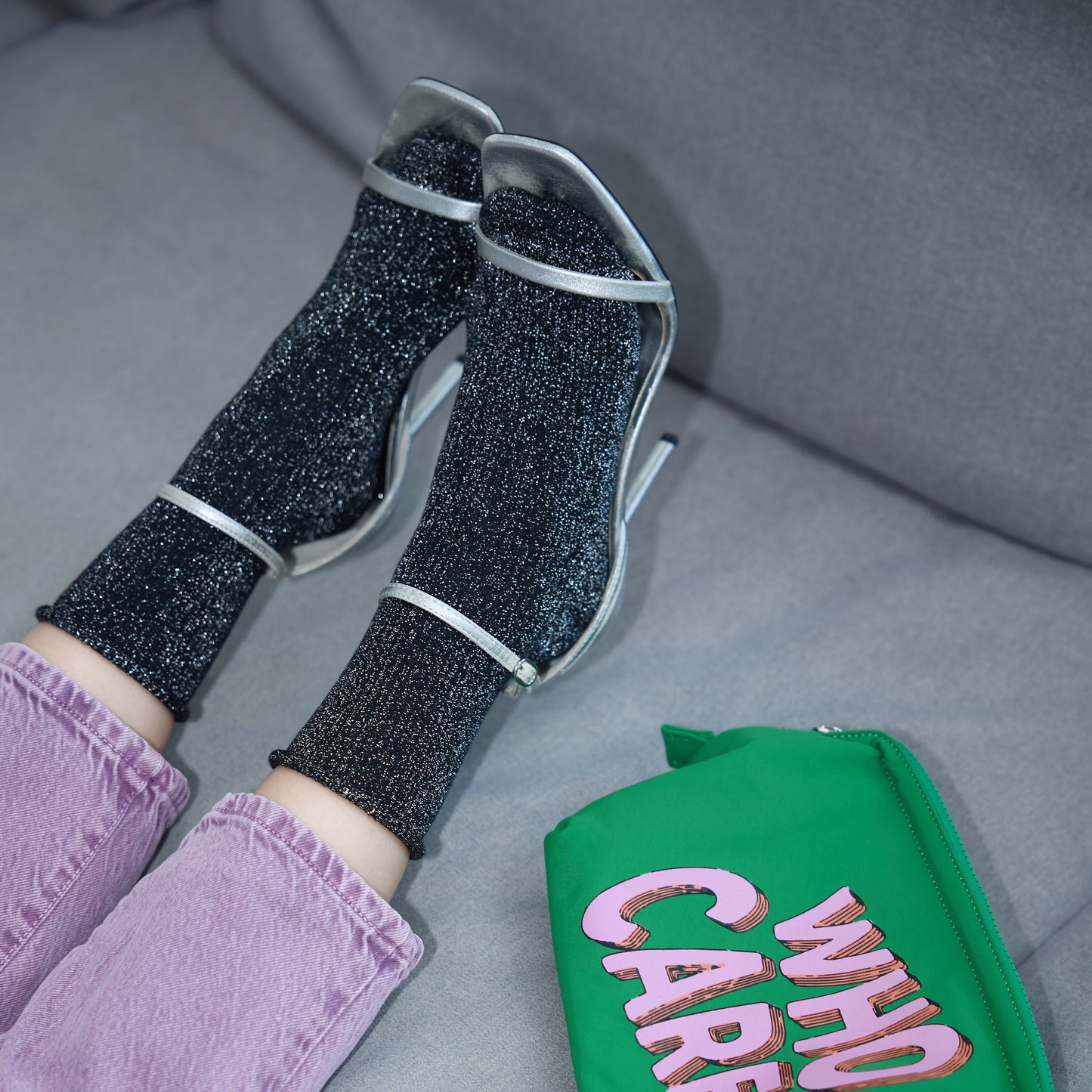 Glitter Lurex Socks - Black