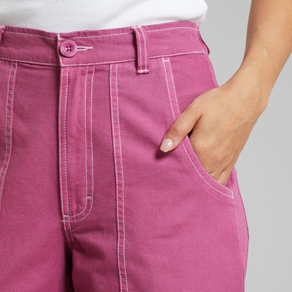 LAST ONE in S - Vara Canvas Workwear Pants - Violet Purple