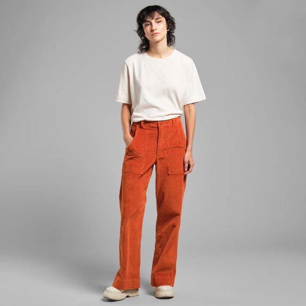 LAST ONE in XS - Vara Corduroy Workwear Pants - Cinnamon Orange