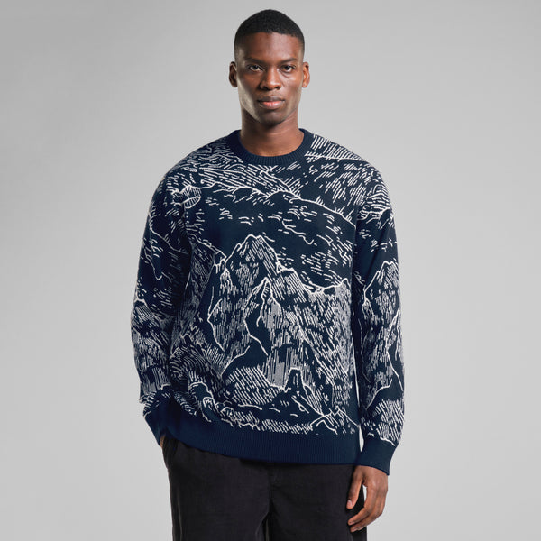 LAST ONE in S - Mora Mountain Horizon Sweater - Navy