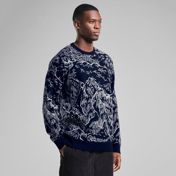 LAST ONE in S - Mora Mountain Horizon Sweater - Navy