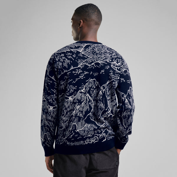 LAST ONE in S - Mora Mountain Horizon Sweater - Navy