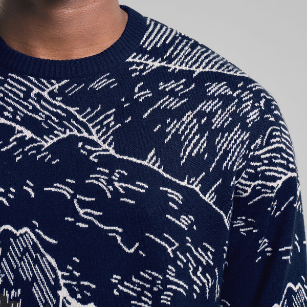 LAST ONE in S - Mora Mountain Horizon Sweater - Navy