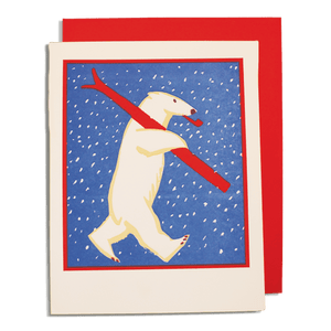 Archivist Gallery Greeting Card - Skiing Polar Bear (Pack of 5)