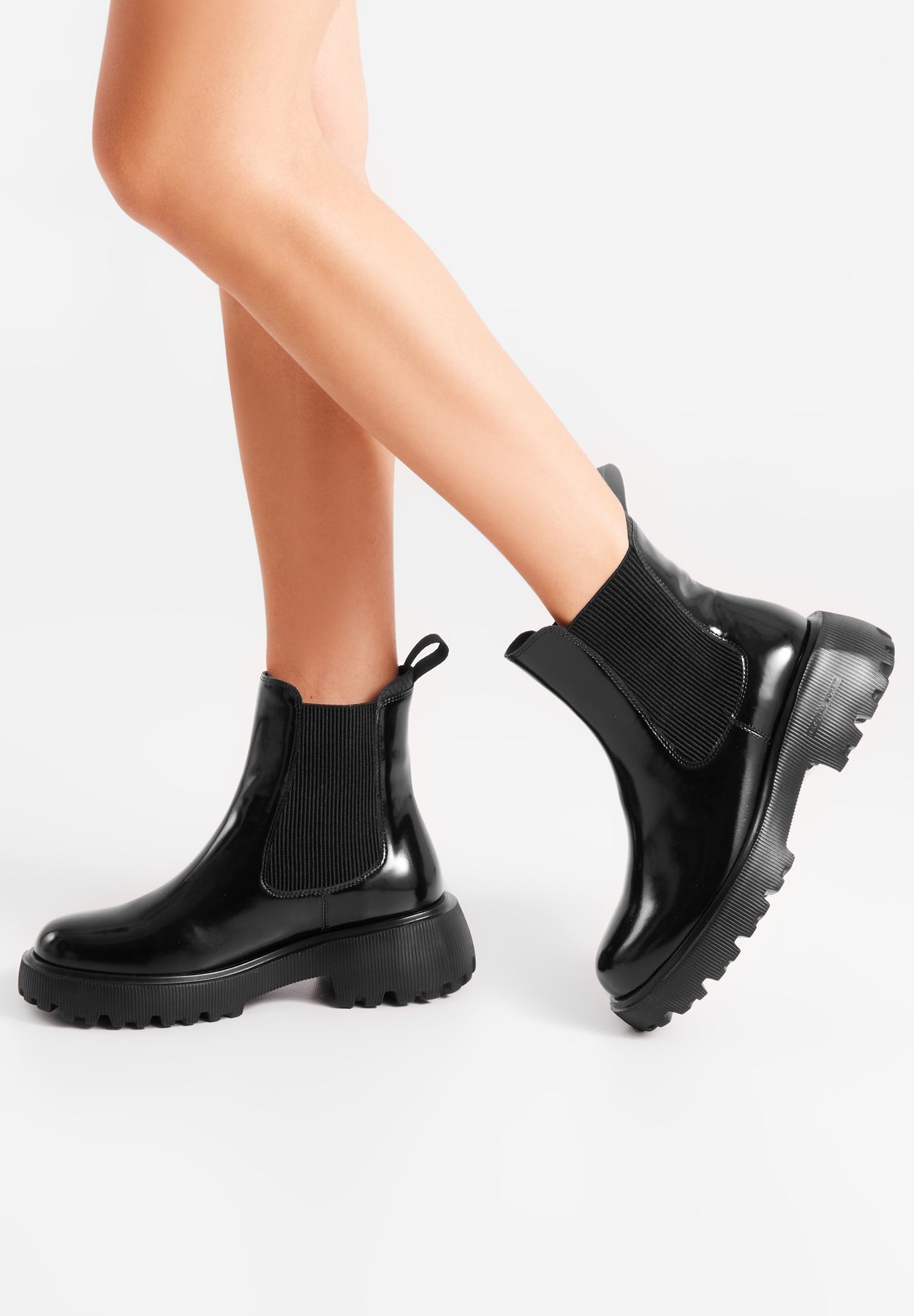 Aya Patent Boots - Black