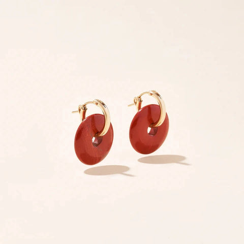 Small Hoops - Red Jasper