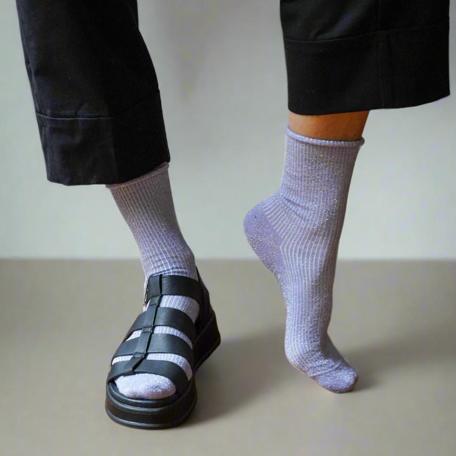 Glitter Lurex Socks - Lilac
