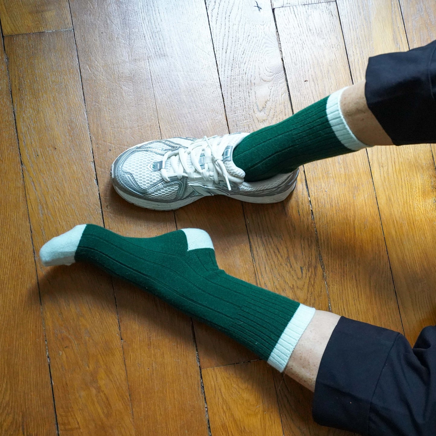 Merino Wool Socks with Bands - Green