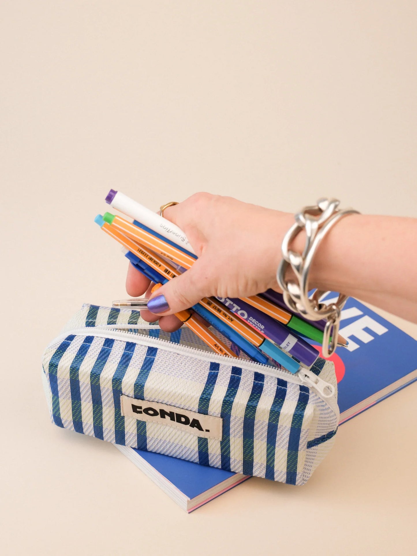 Tiny Tube - Blue White  Neon Yellow