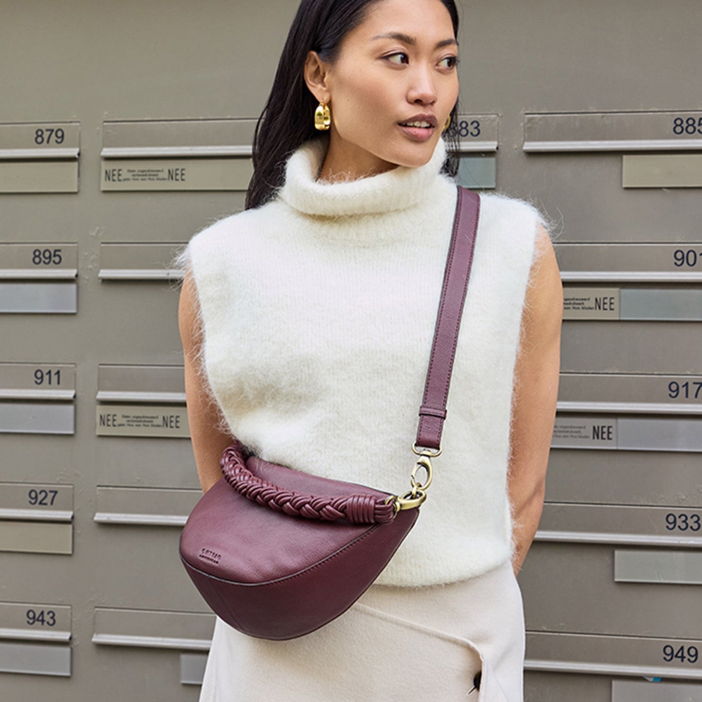 Leo Twisted Handle - Dark Cherry Soft Grain Leather