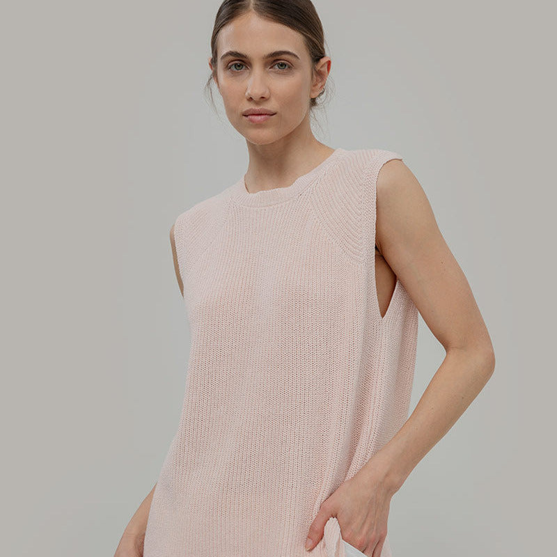 Adelaide Recycled Cotton Knit Top - Pink Tulle