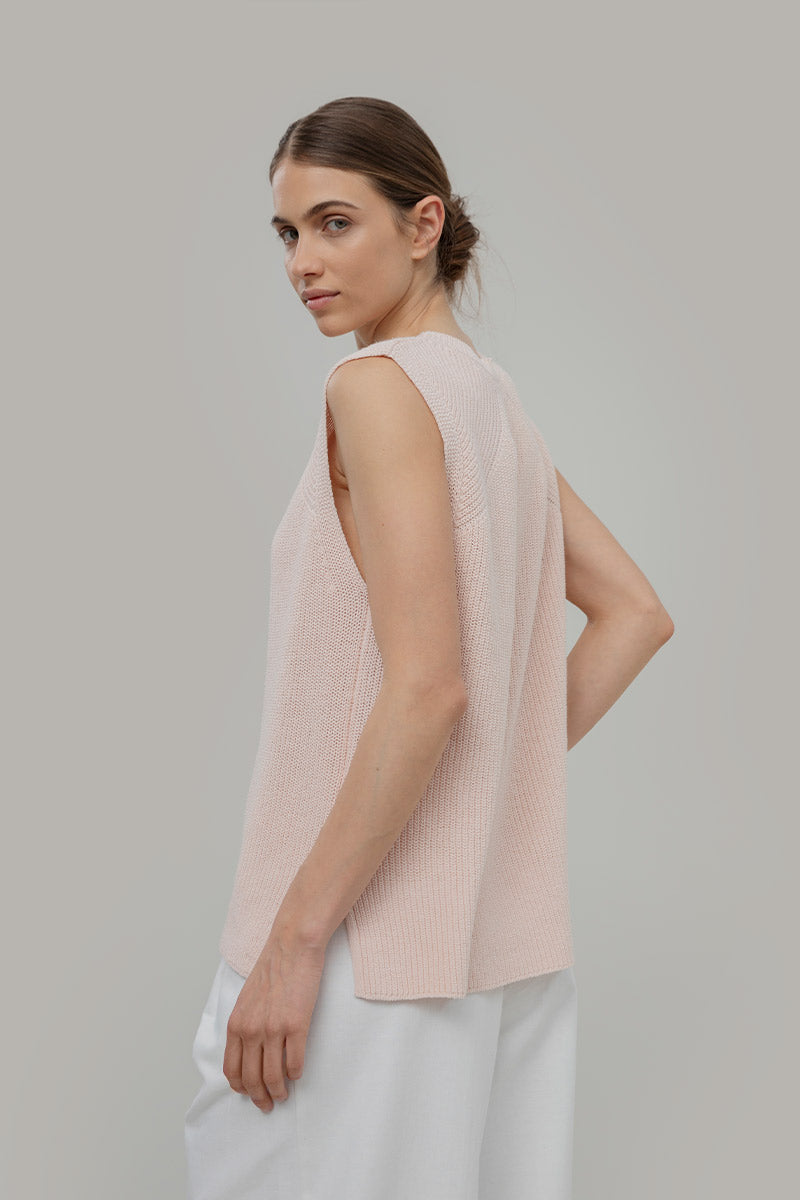 Adelaide Recycled Cotton Knit Top - Pink Tulle