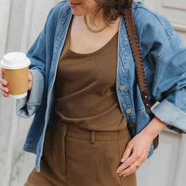 Linen Blend Top - Dried Palm