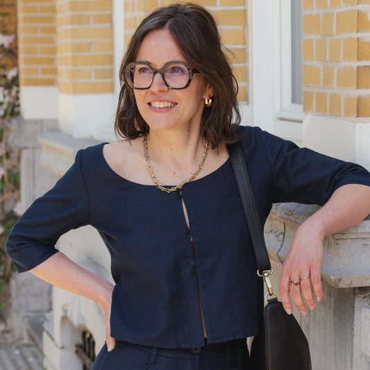 Elara Blouse - Navy Hemp