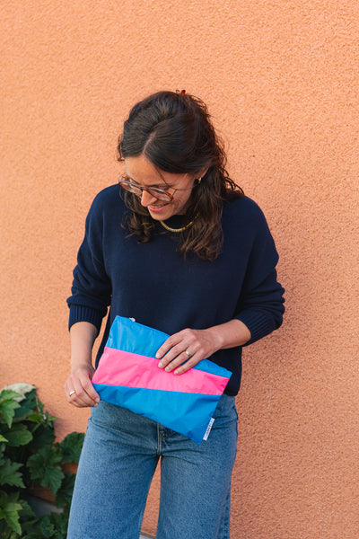 Pouch & Strap Medium - Wave & Fluo Pink